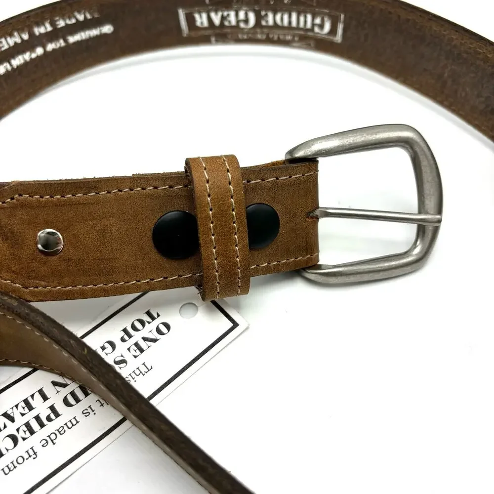 Cabelas Guide Gear Heavy Duty Western Belt 44 Brown Top Grain Leather Cowboy USA